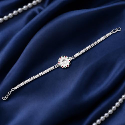Image of Oblivion Rakhi Set for Brother - Fancy Floral Rakhi for Brother with Ganesh Ji Pooja Thali, Pooja Coin, Roli Chawal & Card | Combo for Raksha Bandhan
