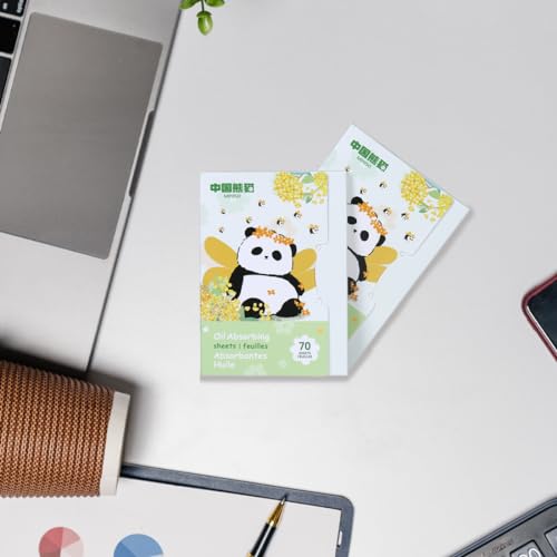 Image of MINISO Oil Absorbing Sheets for Face, Panda Natural Bamboo Oil Blotting Sheets for Face, Face Oil Blotting Paper for Skin Care (Total 140 Sheets, 70x2)