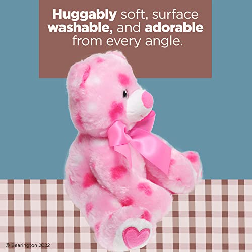Bearington Pink Plush Stuffed Animal Teddy Bear With Hearts, Adorable, Soft And Cuddly Plush With A Pink Bow, Great Gift For Birthdays, Holidays & Special Occasions Like Valentines Day, 8.5 Inches #TOP1