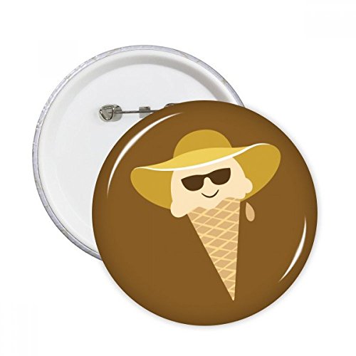 Badge bouton rond doux crème glacée chapeau lunettes accessoire vêtement décoration 5pcs L