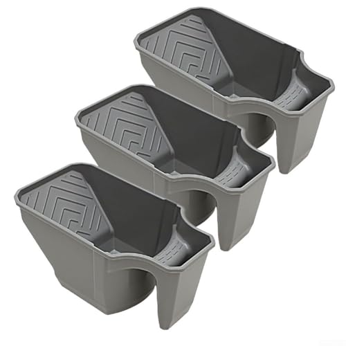 Juego de bandejas ergonómicas de pintura de 3 piezas diseñadas para una aplicación suave y una cobertura uniforme (gris)
