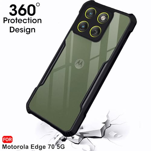 Image of TheGiftKart ShockProof Crystal Clear Back Cover Case for Motorola Moto Edge 70 5G | 360 Degree Protection | Protective Design | Transparent Back Case Cover for Moto Edge 70 5G (PC & TPU, Black Bumper)