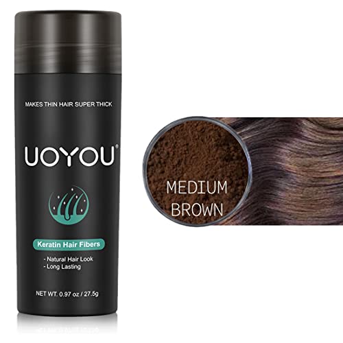 UOYOU MEDIUM BROWN Hair Fibres for Thinning Hair 27.5g Bottle, Medium Brown (Bottle Only Pack), 27.5 g (Pack of 1) - Image 2