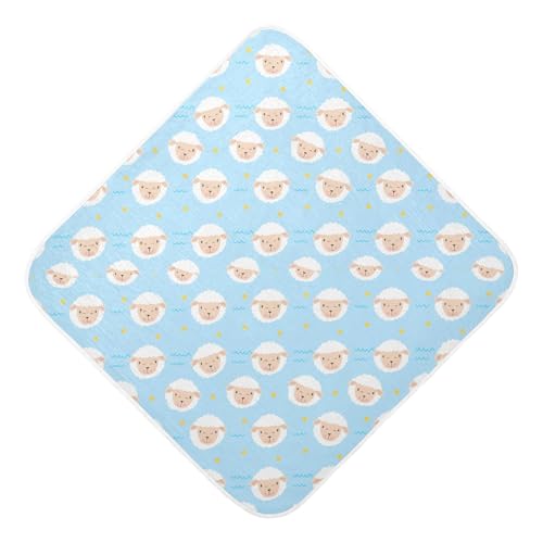 Msyxl Sheep Stars Blue Hooded Towel - Ultra Soft & Absorbent Muslin Cotton Bath Towel for Babies, Toddlers, Newborn - Boys & Girls Essential 35