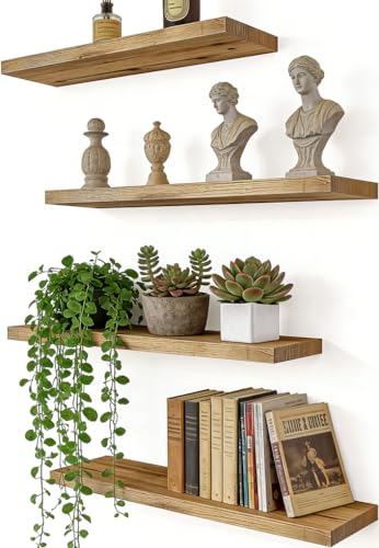 HXSWY Rustic Wood Floating Shelves for Wall, Wooden Wall Shelves