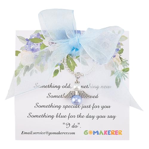 Cadeau de maman papa pour sa fille mariée : le porte-bonheur bleu bouquet d'ange