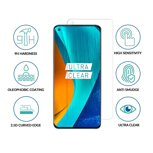 Image of SPRIG Clear Tempered Glass Screen Protector for REALME 9PRO PLUS 5G, Scratch Proof, Smudge Resistant, Glossy Finish with Installation Kit, Protects display area compatible with Back Case