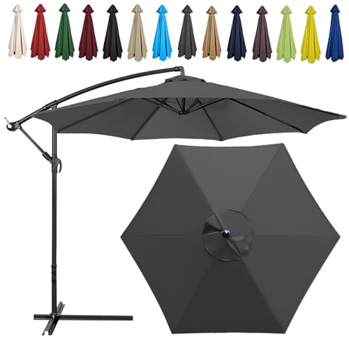 Auvent De Remplacement Pour Parasol, 2 M/2.7 M/300 CM, 6 Baleines/8 Baleines, Tissu De Rechange Pour Parasol, Toile De Rechange Pour Parasol Remplacez L'ancien Auvent Auvent De Rechange(Color:Gray,Siz