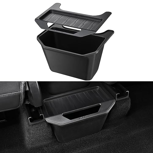 BASENOR 2024-2020 Tesla Model Y Trash Can Rear Center Console Organizer with Anti-Slip Lid Dustproof Rear Bin Backseat Storage Box Garbage Can for Model Y Accessories