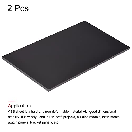Image of MECCANIXITY Black ABS Plastic Sheet 7x4x0.2inch for Building Model, DIY Crafts, Panel, Pack of 2