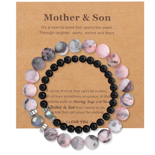 Image of DUQGUHO Mommy and Me Bracelets Mothers Day Gifts for Mom from Daughter Son Matching Mother and Daughter Jewelry Mother Daughter Gift Back to School Bracelet 6 /8 mm Mom Birthday Gifts
