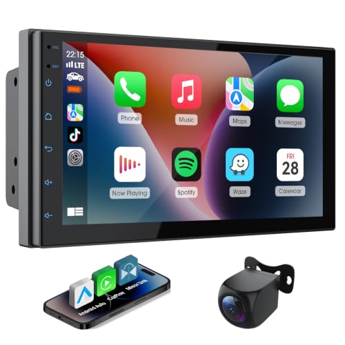 Image of Haudio 7 inch Car Stereo Double Din Wireless Apple Carplay Radio Screen for Car Audio Receivers, Bluetooth 5.0 Car Play Android Auto Touchscreen, Channel RCA, Backup Camera, SWC, FM /AM|Car Audio Receivers