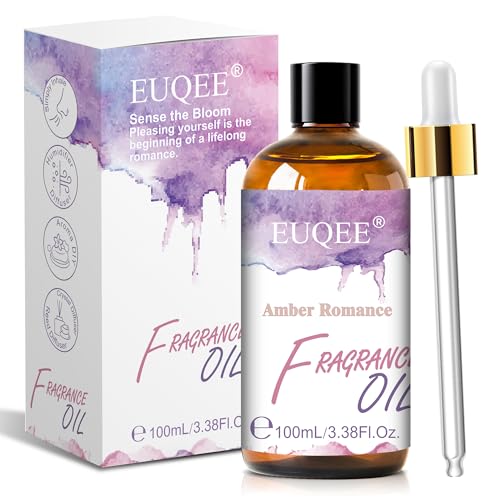 EUQEE Amber Romance Fragrance Oil, 3.38 Fl oz/ 100ml Fragrance Oils for Diffuser, Candle Making, DIY Soap with Glass Dropper