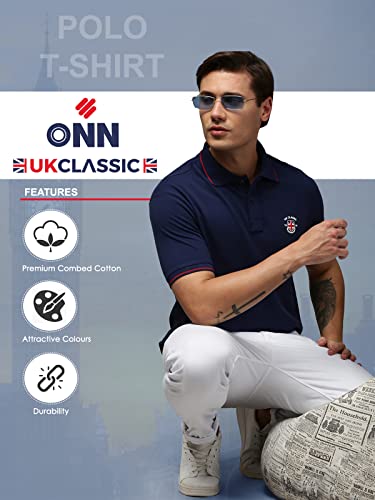 Image of ONN UK Classic Men's Premium Combed Cotton Polo Collar Half Sleeves Solid T-Shirt |