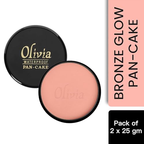 Image of Olivia Pan Cake 100% Waterproof 25g | Full Coverage Makeup Base | Smudge-Proof & Sweat-Resistant | Long-Lasting Velvety Finish | Hides Blemishes | For All Skin Types | Bronze Glow - 22