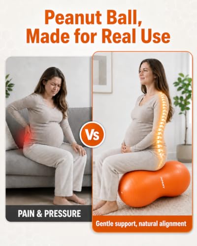 Image of INPANY Peanut Ball - Anti Burst Exercise Ball for Labor Birthing, Physical Therapy for Kids, Core Strength, Flexible Seating, Home & Gym Fintness, Sensory Chair Wiggle Seat for Boys and Girls