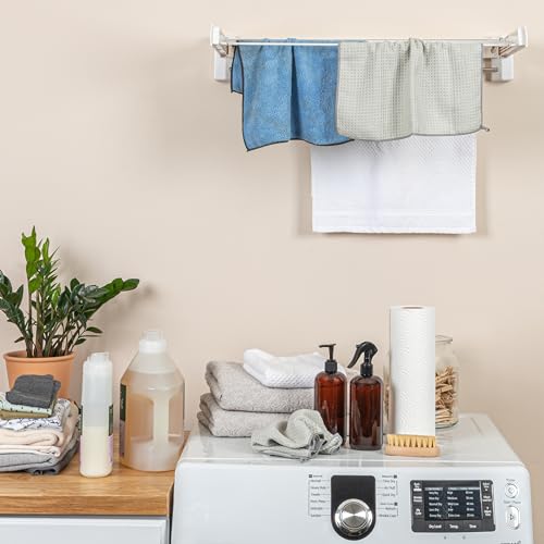 Household Essentials Metal and Plastic Wall Mount Telescoping Drying Rack, Compact Laundry Rack by Household Essentials - Used condition - Image 5