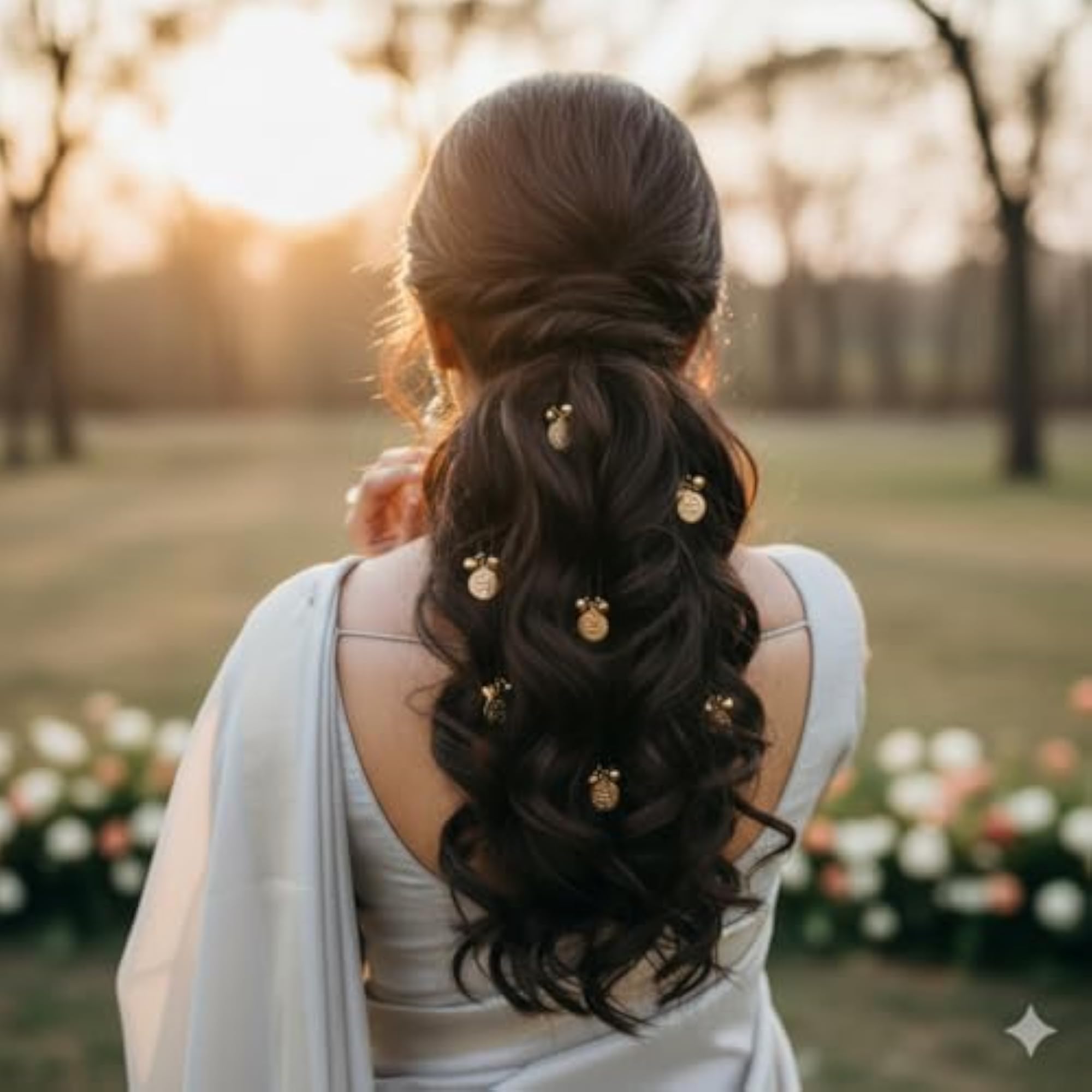 Decorative Hair Pins with Gold Coin and Bells
