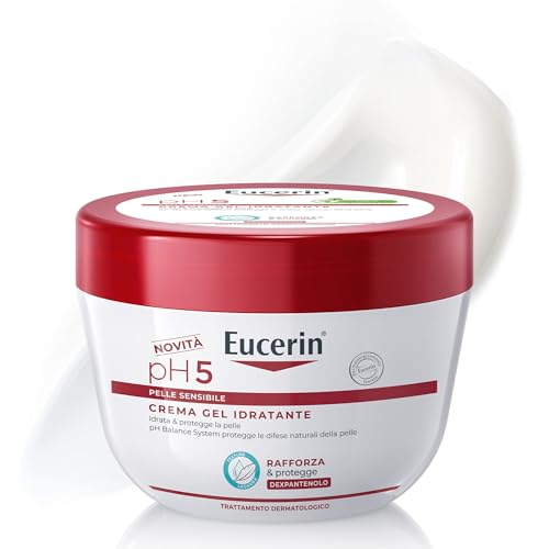Eucerin pH5 Crema Gel Idratante 350 ml, Crema idratante corpo dalla texture ultra leggera ad assorbimento rapido, Gel corpo con Dexpantenolo e Glicerina per pelle secca e sensibile