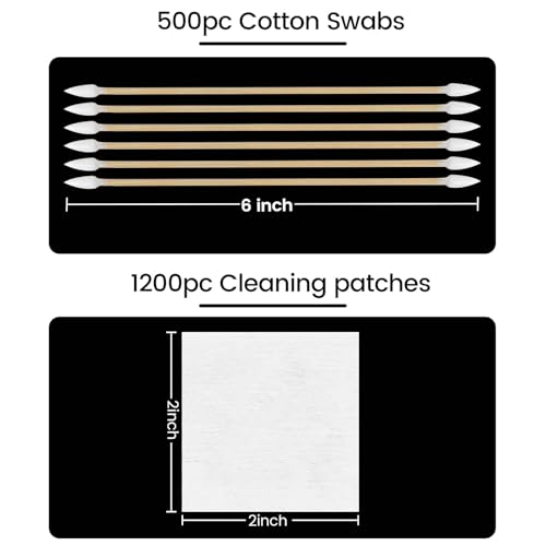 Gun Cleaning Supplies, 1200PCS Gun Cleaning Patches and 500PCS Gun Cleaning Swabs - 6\'\' Double Ended Long Cotton Swabs Lint Free, 2\'\' Highly Absorbent Gun Cleaning Cloth for Precision Gun Cleaning - Thumbnail 5
