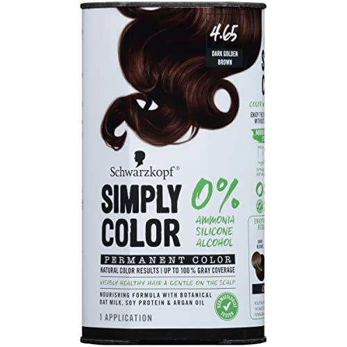Schwarzkopf Simply Color Permanent Hair Color, 4.65 Dark Golden Brown, 12 count