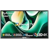 SYLVOX Outdoor TV, 75 Inch 4K QLED Smart TV - Quantum Dot Colour, Dolby Atmos, IP55 Waterproof 1000 Nit Brightness Outdoor Television for Partial Sun, Garden, Built-in Google Cast, Voice Remote(2024)