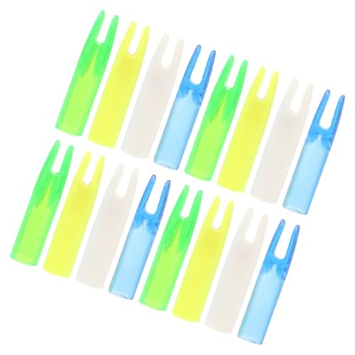 PRETYZOOM Queue D'encoche pour Tir à l'arc 16 Pièces en Plastique Solide, Compatible Flèches en Bois Effilées, pour Amis Passionnés de Tir à l'arc