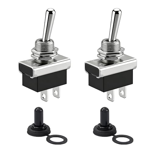 2 Pièces Interrupteur à Bascule 12V 24V avec Capuchon Étanche, Bouton ON OFF Métal Robuste pour Auto Voiture Camion Bateau Marine, Interrupteur Levier...