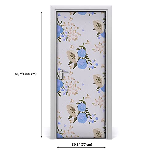 Solución para puertas viejas con vinilo autoadhesivo amapolas de flores 3
