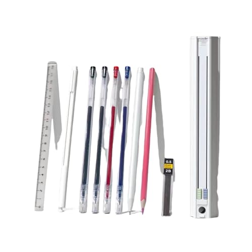 かわいい鉛筆ケース 六角形 鉛筆6本付き 筆収納 スタンドペンホルダー 多機能プッシュプル文具ボックスセットデザイン 定規と取り外し可能な鉛筆削りと消しゴム付き ハードペンケース収納 学生 男の子 女の子 学校文房具収納ボックス スクール用品ギフト (上記の白/3年生)