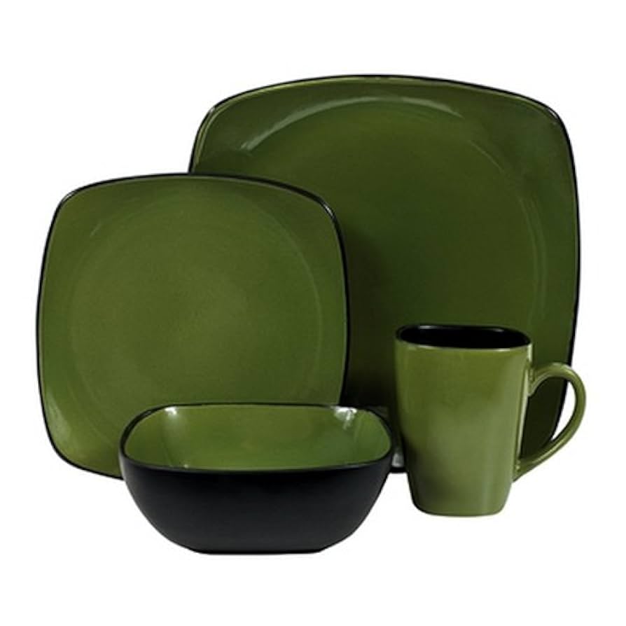 CORELLE HEARTHSTONE 食器セット Corelle Hearthstone Stoneware Square 16-Piece Dinnerware Set