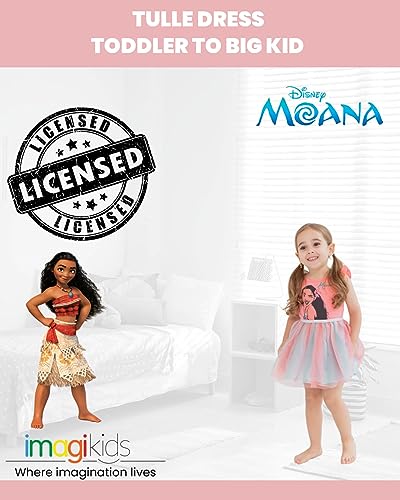 Disney Moana Little Girls Tulle Short Sleeve Dress Pink 6-6X #TOP1