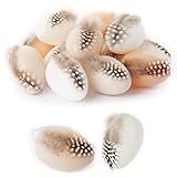 FYOJAIC 24x Ostereier zum aufhängen, Plastikeier mit Federn, Osterei aus Plastik zum Hängen & Dekorieren Kunststoffeier für draußen und innen Deko zu Ostern - perfekte Osterdeko und Frühlingsdeko