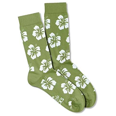 Men's Socks Green Flowers Pattern Design Present Gift Keepsake for Him Casual UK Size 6 -11 Cover