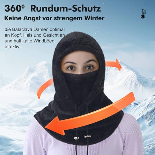 Tavaler Sturmhaube Herren/Damen Winter | Balaclava Fleece | Kapuzenschal Thermo | Skimaske Wolle | Schalmütze Winddicht Skimütze für Radfahren, Snowboarden, Skifahren
