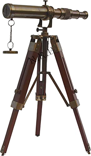 Télescope en laiton antique marine 25,4 cm avec son trépied réglable pour salon
