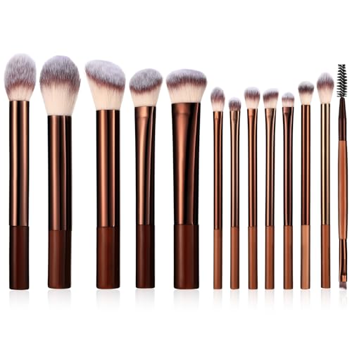 Image of 13 Pcs Makeup Brushes Set Professional Makeup Brush Set Premium Synthetic Foundation Eye Shadows Blush Powder Concealers Make Up Brushes For Women (Coffee)