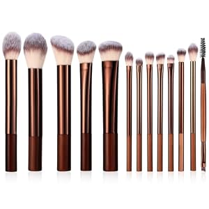 13 Pcs Makeup Brushes Set Professional Makeup Brush Set Premium Synthetic Foundation Eye Shadows Blush Powder Concealers Make Up Brushes For Women (Coffee)