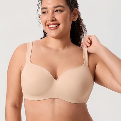 Image of DELIMIRA Women's Balconette Bra Full Coverage Plus Size Tshirt Underwire Back Smoothing Seamless Bras