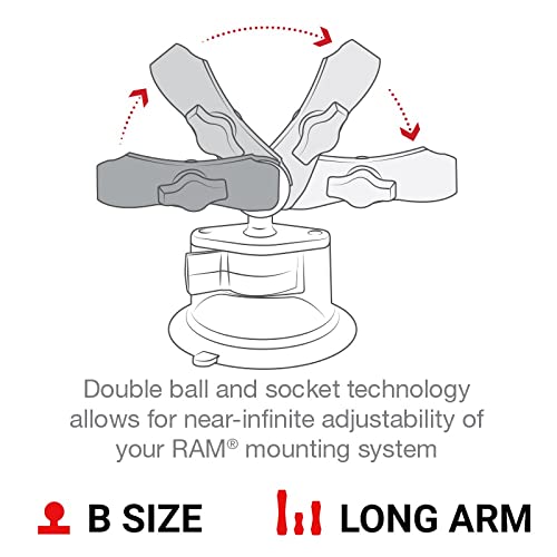 Ram Mounts X-Grip Large Phone Mount With Ram Twist-Lock Suction Cup Base Ram-B-166-C-Un10U With Long Arm For Vehicle Windshields #TOP2