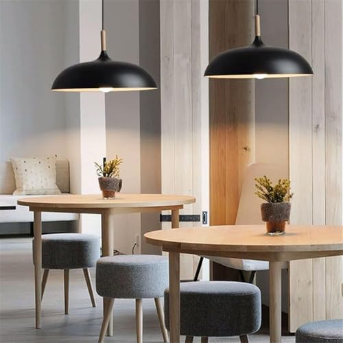 Lampe suspendue bois véritable E27 luminaire design gris - 5