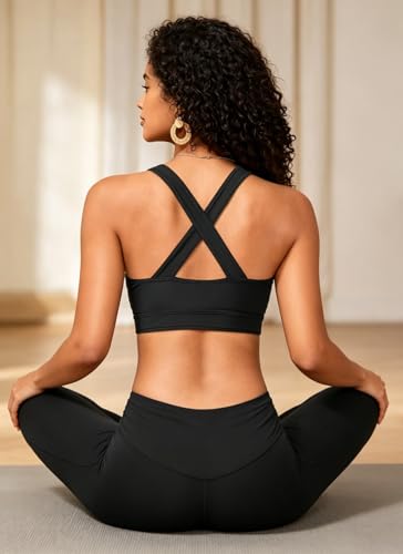 Image of Sports Bra Bikini Top Only - Criss Cross Scoop Neck Swimsuit Top for Women
