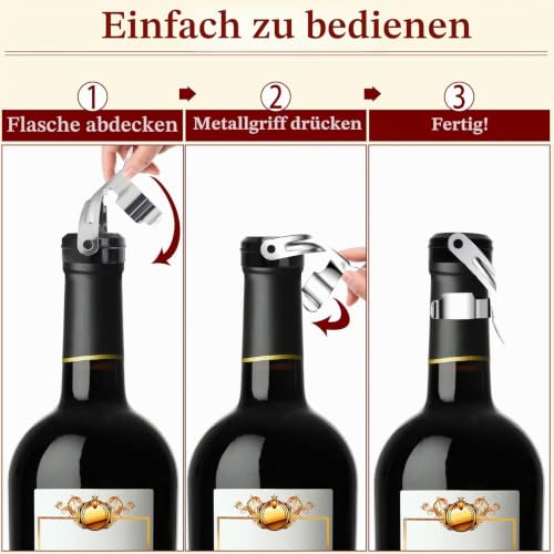 Flaschenverschl¨¹sse mit Hebel 6 St¨¹ck Universal Wein Flaschenverschluss, Edelstahl Sektverschluss Weinflaschenverschluss Champagner… – Ansicht 3