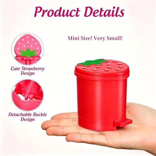 Caneca de basura mini roja 0.3 galones con pedal miniatura 3