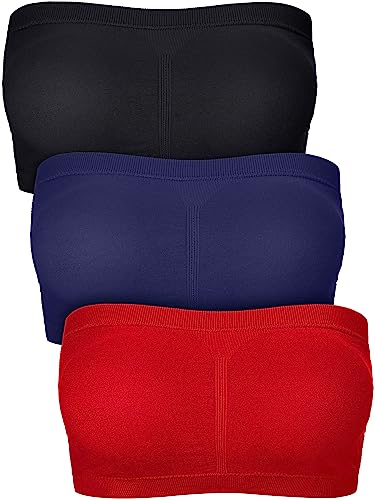 Image of Women Bandeau Bra Padded Strapless Bralette Bra Seamless Bandeau Tube Top Bra