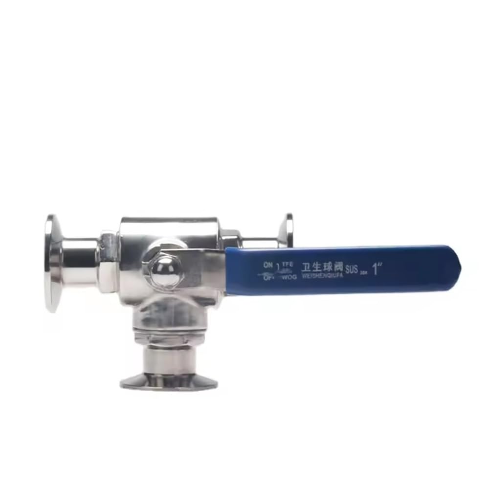 SS304 Stal Nierdzewna Higieniczny Zawór Kulowy Trójdrożny, Porty T/L 19-51mm, Tri-Clamp 1,5"/2" do Farmaceutyki, Żywności, Domowego Piwa, 1 Sztuka(L-port,51mm Ferrule 64)
