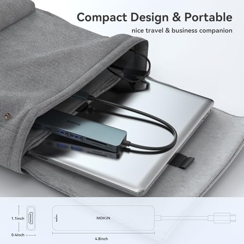 Image of USB C Hub HDMI Adapter for MacBook Pro /Air, MOKiN 7 in 1 USB C Dongle with HDMI, SD /TF Card Reader, USB C Data Port,100W PD, and 2 USB 3.0 Compatible for MacBook Pro /Air, Dell XPS, Lenovo Thinkpad.