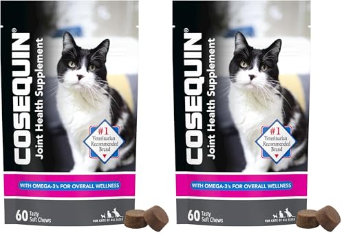 Nutramax Cosequin Joint Health Supplement for Cats - with Glucosamine, Chondroitin, and Omega-3, 60 Soft Chews (Pack of 2)