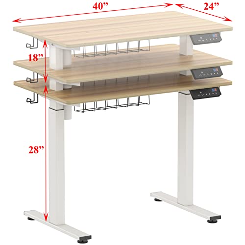 Shw Memory Preset Electric Height Adjustable Standing Desk, 40 X 24 Inches, Oak #TOP2