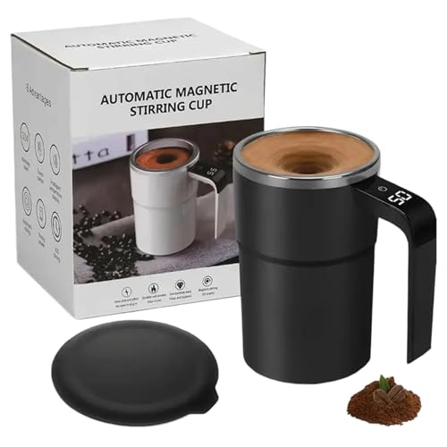 Lamppdcor Taza de café de agitación magnética de 380 ml con Pantalla de Temperatura, Taza de Mezcla eléctrica Recargable para café, té y Leche